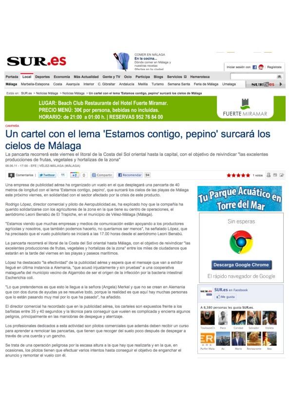  Campaña apoyo al pepino en el Diario Sur 